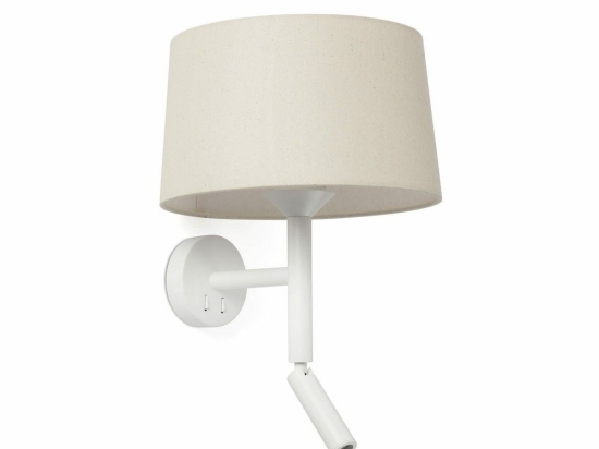 Φωτιστικό Τοίχου Windsor 20224-150 Με Reader 1xE2 29x26,5x39,2cm White-Linen Faro Barcelona