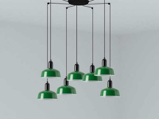 Φωτιστικό Οροφής Κρεμαστό Tatawin Metal S 20340-144-7L 7xE27 Black-Green Faro Barcelona