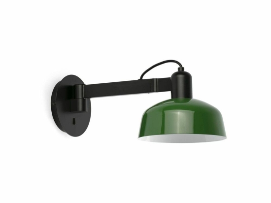 Φωτιστικό Τοίχου Tatawin Arm Metal 1xE27 Black-Green Faro Barcelona