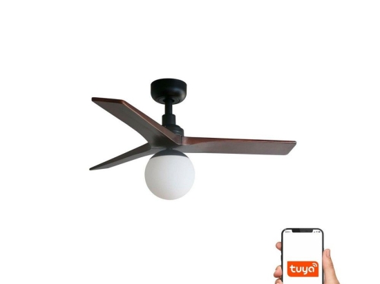 Ανεμιστήρας Οροφής Klim S 34278WT-11L Tuya Smart D92,5cm 1xE27 Black-Dark Walnut Faro Barcelona
