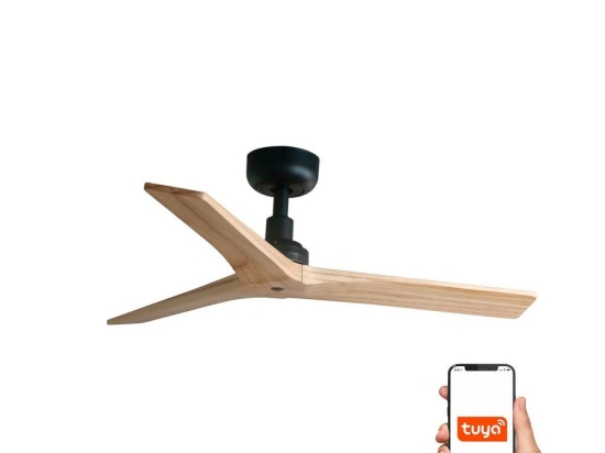 Ανεμιστήρας Οροφής Klim S 34284WT Tuya Smart D92,5cm Black-Light Oak Faro Barcelona