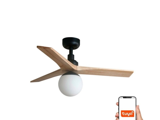 Ανεμιστήρας Οροφής Klim S 34284WT-11L Tuya Smart D92,5cm 1xE27 Black-Oak Faro Barcelona