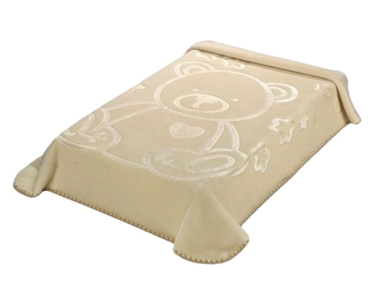 Κουβέρτα Βρεφική Βελουτέ Ανάγλυφη Kids Colour Beige Mora Κούνιας 110x140cm Ακρυλικό-Πολυέστερ