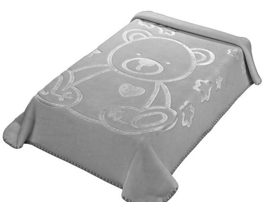 Κουβέρτα Βρεφική Βελουτέ Ανάγλυφη Kids Colour Grey Mora Κούνιας 110x140cm Ακρυλικό-Πολυέστερ