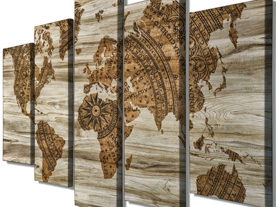 Πίνακας Καμβάς (Σετ 5Τμχ) 762SYM4287 20x70/20x60/20x50cm Multi Wallity Κάθετοι Ξύλο, Καμβάς
