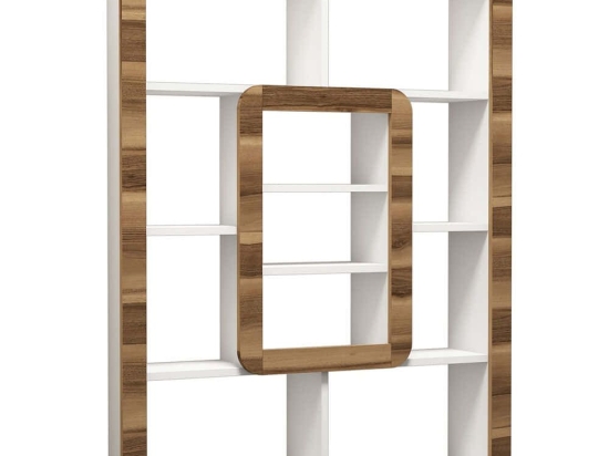 Βιβλιοθήκη Orkide 845HCT3623 108,4x21,8x140cm White-Walnut