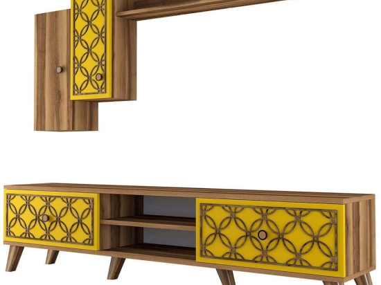 Σύνθεση Τηλεόρασης Class 845HCT3014 180x35x44cm Walnut-Yellow
