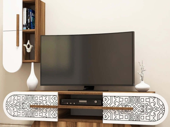 Σύνθεση Τηλεόρασης Defne 845HCT3022 145x35x37cm Walnut-White