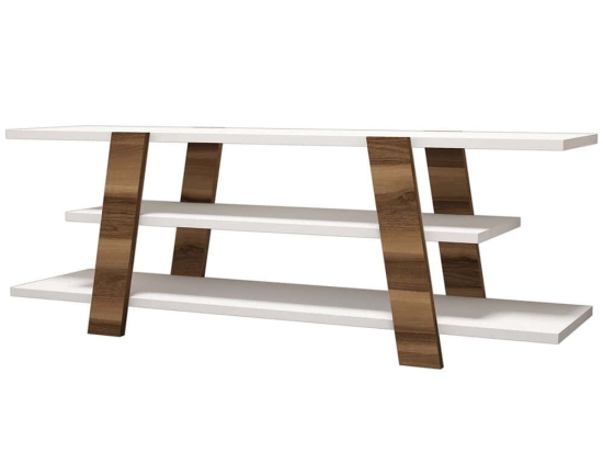 Έπιπλο Τηλεόρασης Flower 845HCT3038 120x33,6x42cm Walnut-White