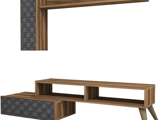 Σύνθεση Τηλεόρασης Planet 845HCT3046 150x37,2x37,8cm Walnut-Blue