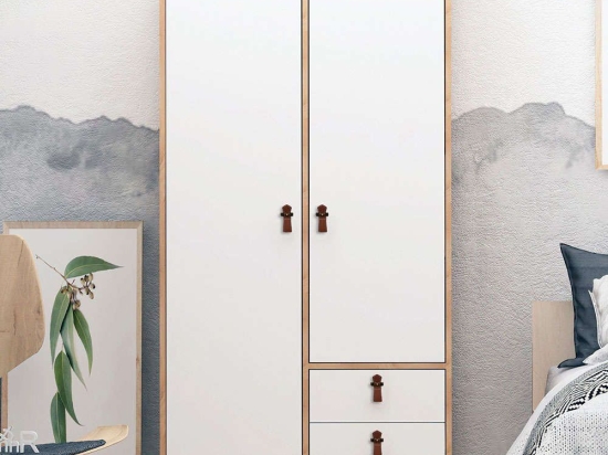 Ντουλάπα Δίφυλλη Musso 811MDD4904 100x52x190cm Oak-White Δίφυλλη