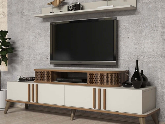 Σύνθεση Τηλεόρασης Eylul 845HCT3061 168x39x51,6cm Walnut-Cream