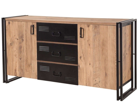Μπουφές Cosmo Rio 863SPH3907 160x45x80cm Pine-Black Μελαμίνη,Μέταλλο