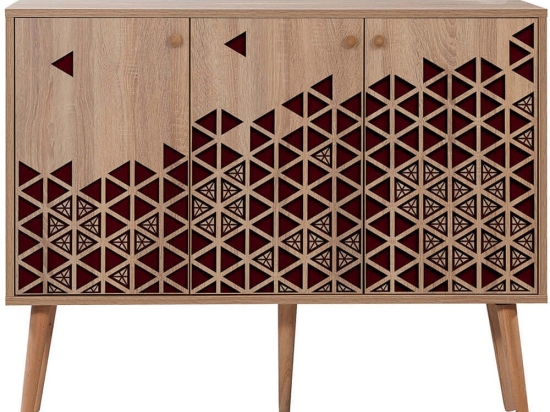 Μπουφές Mega 863SPH3937 120x36x90cm Oak-Red Μοριοσανίδα,Ξύλο