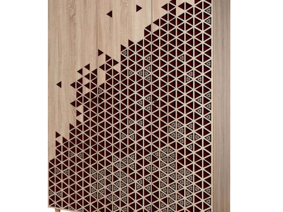 Ντουλάπα Τρίφυλλη Mode 863SPH4210 135x52x192cm Oak-Red Τρίφυλλη