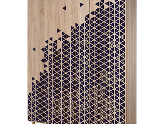 Ντουλάπα Τρίφυλλη Mode 863SPH4211 135x52x192cm Oak-Blue Τρίφυλλη