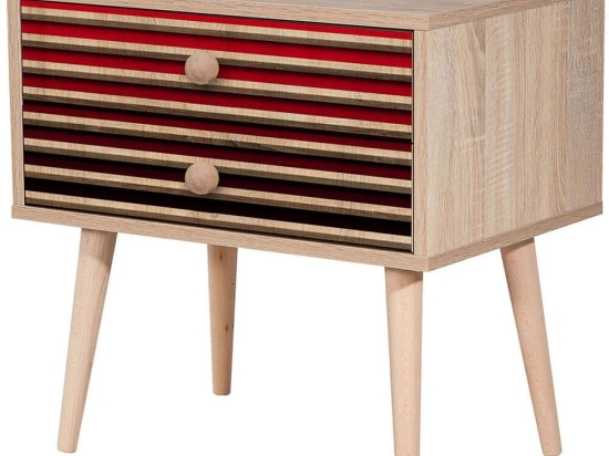Κομοδίνο Two 869VEL3512 60x40x61cm Oak-Red