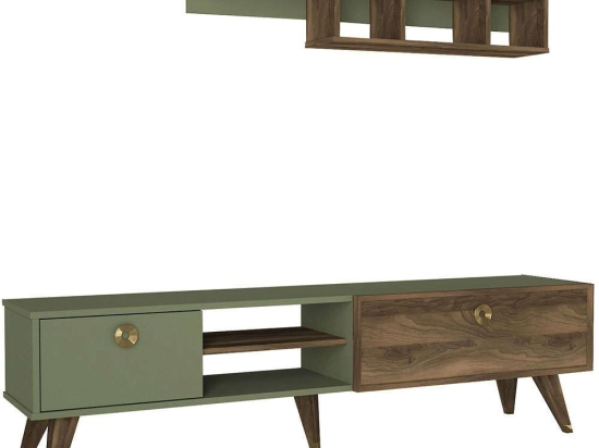 Σύνθεση Τηλεόρασης Heron 804TRH3043 180x32,5x48cm Walnut-Green
