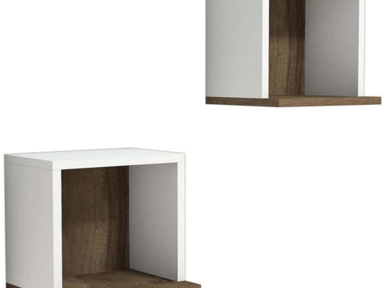 Ράφια Τοίχου Sevima (Σετ 2Τμχ) 835PUQ1649 30x25x30cm White-Walnut