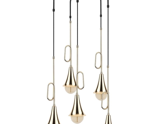 Φωτιστικό Οροφής Sarmal 892OPV1481 Φ55x100cm 5xE27 40W Black-Gold Opviq
