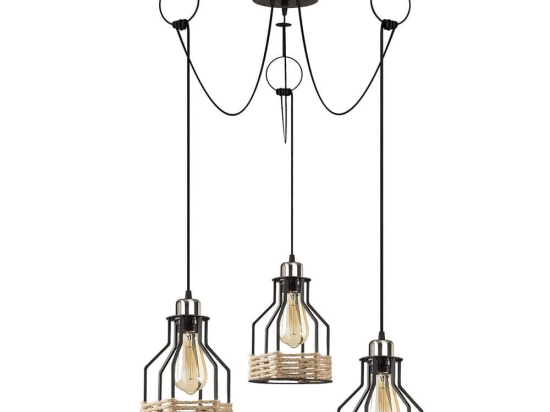 Φωτιστικό Οροφής Fiko 892OPV1688 Φ97x131cm 3xE27 40W Natural-Black Opviq