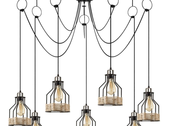 Φωτιστικό Οροφής Fiko 892OPV1690 Φ137x131cm 7xE27 40W Natural-Black Opviq