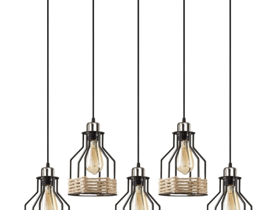 Φωτιστικό Οροφής - Ράγα Fiko 892OPV1694 87x17x117cm 5xE27 40W Natural-Black Opviq