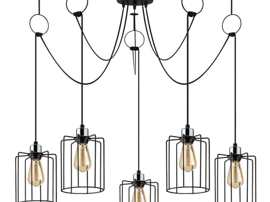 Φωτιστικό Οροφής Tel 892OPV1701 Φ116x131cm 5xE27 40W Black Opviq