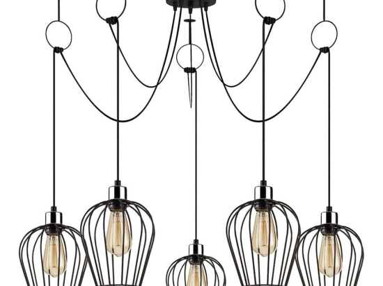 Φωτιστικό Οροφής Tel 892OPV1715 Φ120x130cm 5xE27 40W Black Opviq