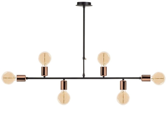 Φωτιστικό Οροφής - Ράγα Truva 525NOR1313 Φ94x61cm 6xE27 40W Black-Copper Opviq