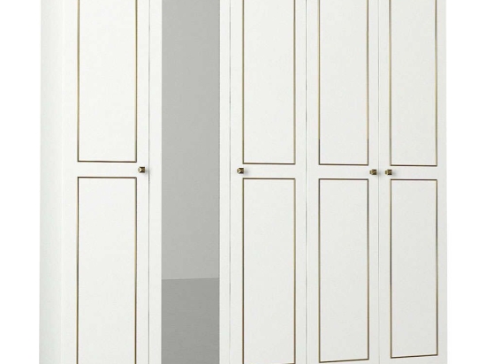 Ντουλάπα Πεντάφυλλη Ravenna 804TRH3905 175x47,2x194cm White-Gold Πεντάφυλλη