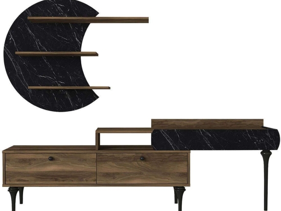 Σύνθεση Τηλεόρασης Padre 804TRH3058 181x29,5x58,4cm Marble Effect Black-Walnut