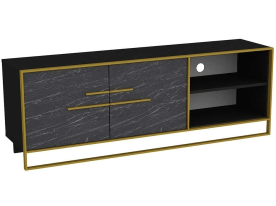 Έπιπλο Τηλεόρασης Polka 875ZNA3060 160x38,5x56,6cm Marble Effect Black-Gold