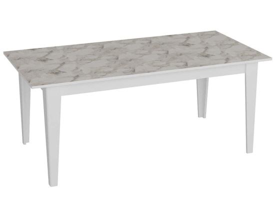 Τραπέζι Polka 875ZNA2906 180x90x76,8cm Marble Effect White Μοριοσανίδα, Μελαμίνη