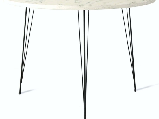 Τραπέζι Sandalf 801CMY2932 90x90x75cm Marble Effect White Μοριοσανίδα, Μέταλλο