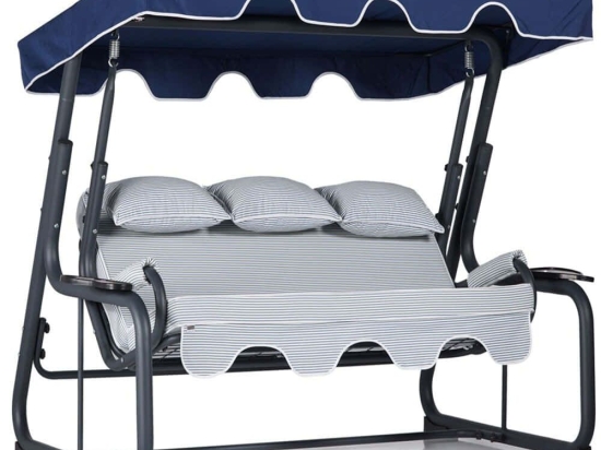 Κούνια Κήπου Τριθέσια Vitis 561CLR1734 200x110x165cm Blue-White