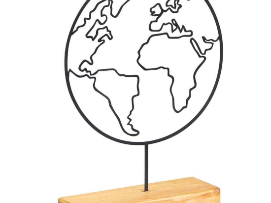 Διακοσμητικό Επιτραπέζιο World 565TNL1101 28x4x40cm Natural-Black Aberto Design Μέταλλο,Ξύλο