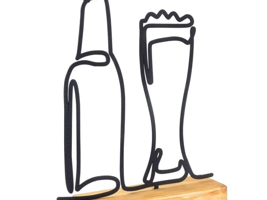 Διακοσμητικό Επιτραπέζιο Beer 565TNL1122 33x4x38cm Natural-Black Aberto Design Μέταλλο,Ξύλο