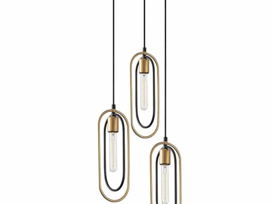 Φωτιστικό Οροφής Cerco 584TTM1191 38x38x132cm 3xE27 40W Black-Gold Opviq