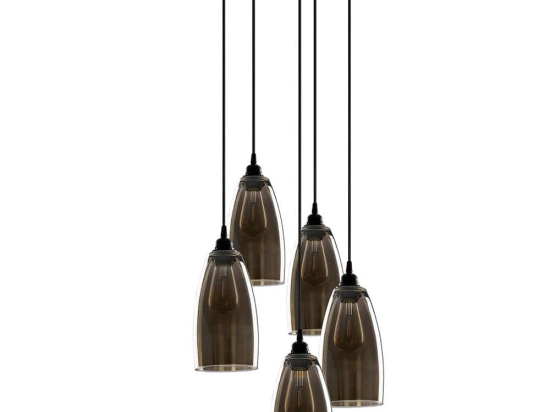 Φωτιστικό Οροφής Smoked 892OPV1882 47x47x127cm 5xE27 40W Black Opviq