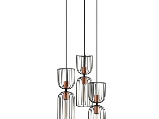 Φωτιστικό Οροφής Nezgep 584TTM1318 38x38x140cm 3xE27 40W Black-Copper Opviq