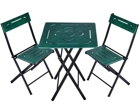 Τραπεζαρία Κήπου Bistro (Σετ 3Τμχ) 379VLV1505 60x60x73cm Green-Black 2 Θέσεων