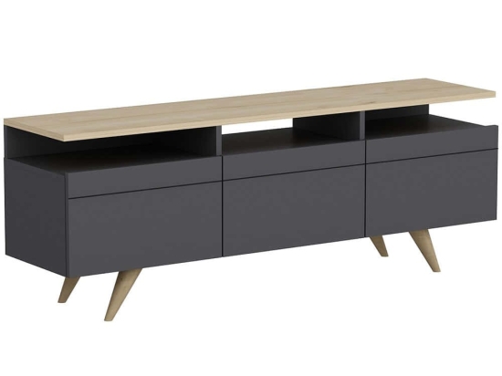 Έπιπλο Tηλεόρασης Berlin 382NRC1109 150x35x52cm Anthracite-Oak