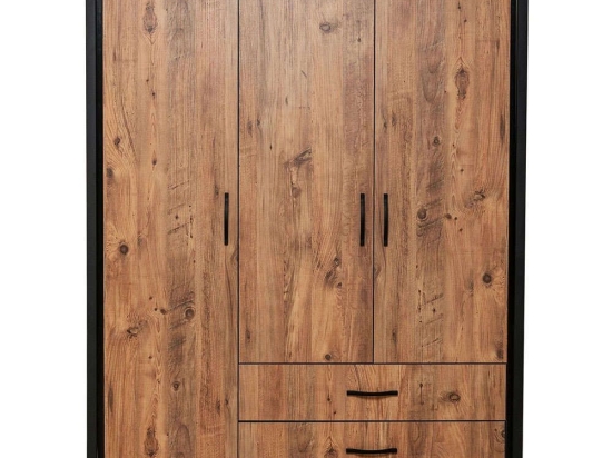 Ντουλάπα Τρίφυλλη Athena 135x50x180cm Pine-Black Τρίφυλλη