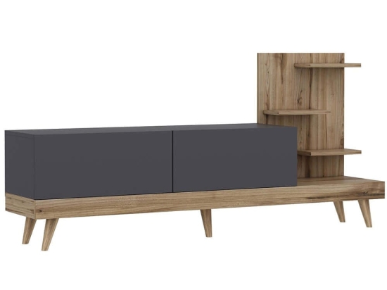 Έπιπλο Τηλεόρασης Dizayn 382NRC1113 180x37x82cm Anthracite-Walnut