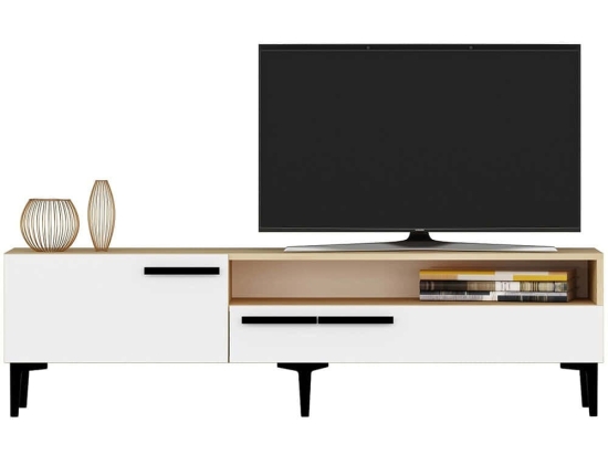 Έπιπλο Tηλεόρασης Zera 475OLV1103 150x35x50cm Oak-White