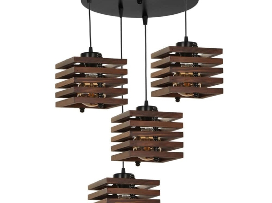 Φωτιστικό Οροφής Cara 534LUN3345 35x70cm 4xE27 40W Brown Opviq