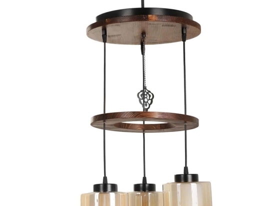 Φωτιστικό Οροφής David 534LUN3383 Φ35x80cm 3xE27 40W Brown-Gold Opviq