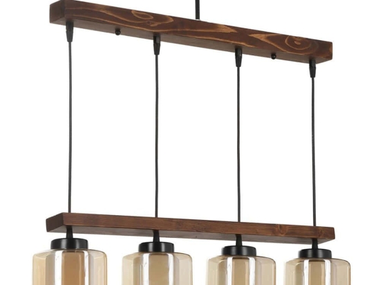 Φωτιστικό Οροφής - Ράγα David 534LUN3384 65x15x80cm 4xE27 40W Brown-Gold Opviq