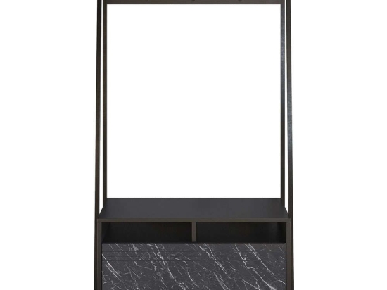 Έπιπλο Εισόδου Devin 788DEC4017 94x35,3x180cm Marble Effect Black Μοριοσανίδα, Μέταλλο